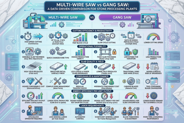 Multi Wire Saw vs Gang Saw: A Data-Driven Comparison for Stone Processing Plants 48 Multi Wire Saw vs Gang Saw A Data-Driven Comparison for Stone Processing Plants
