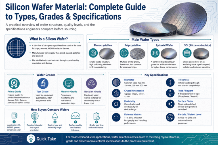 Silicon Wafer Material: Complete Guide to Types, Grades & Specifications