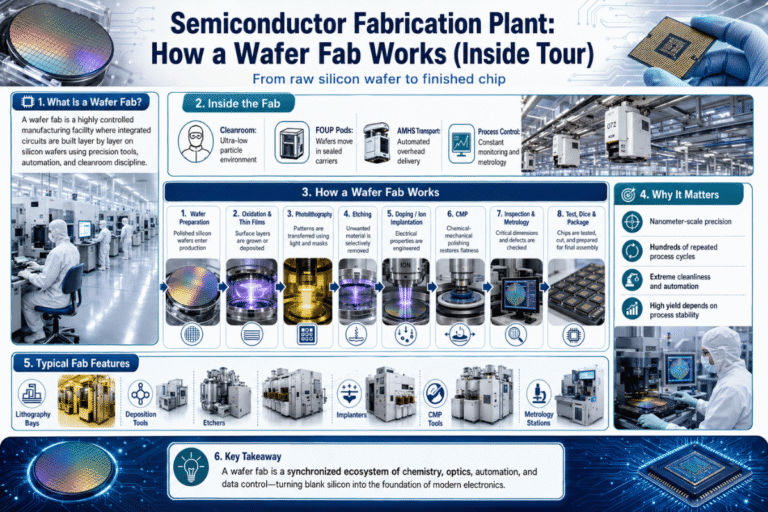 Semiconductor Fabrication Plant: How a Wafer Fab Works (Inside Tour) 12 Semiconductor Fabrication Plant: How a Wafer Fab Works (Inside Tour)