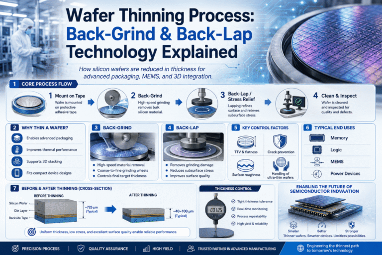Wafer Thinning Process: Back-Grind & Back-Lap Technology Explained 11 Wafer Thinning Process: Back-Grind & Back-Lap Technology Explained
